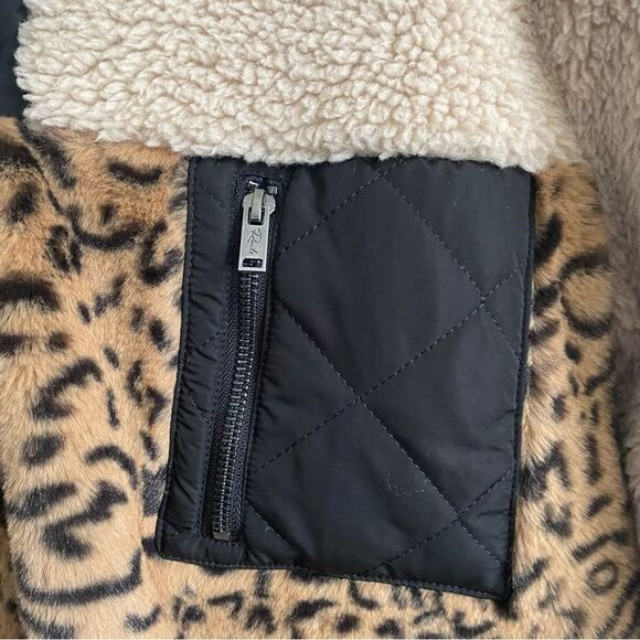 Rails Saga Leopard Print Teddy Quarter-Zip Pullover Jacket - Picture 2 of 8